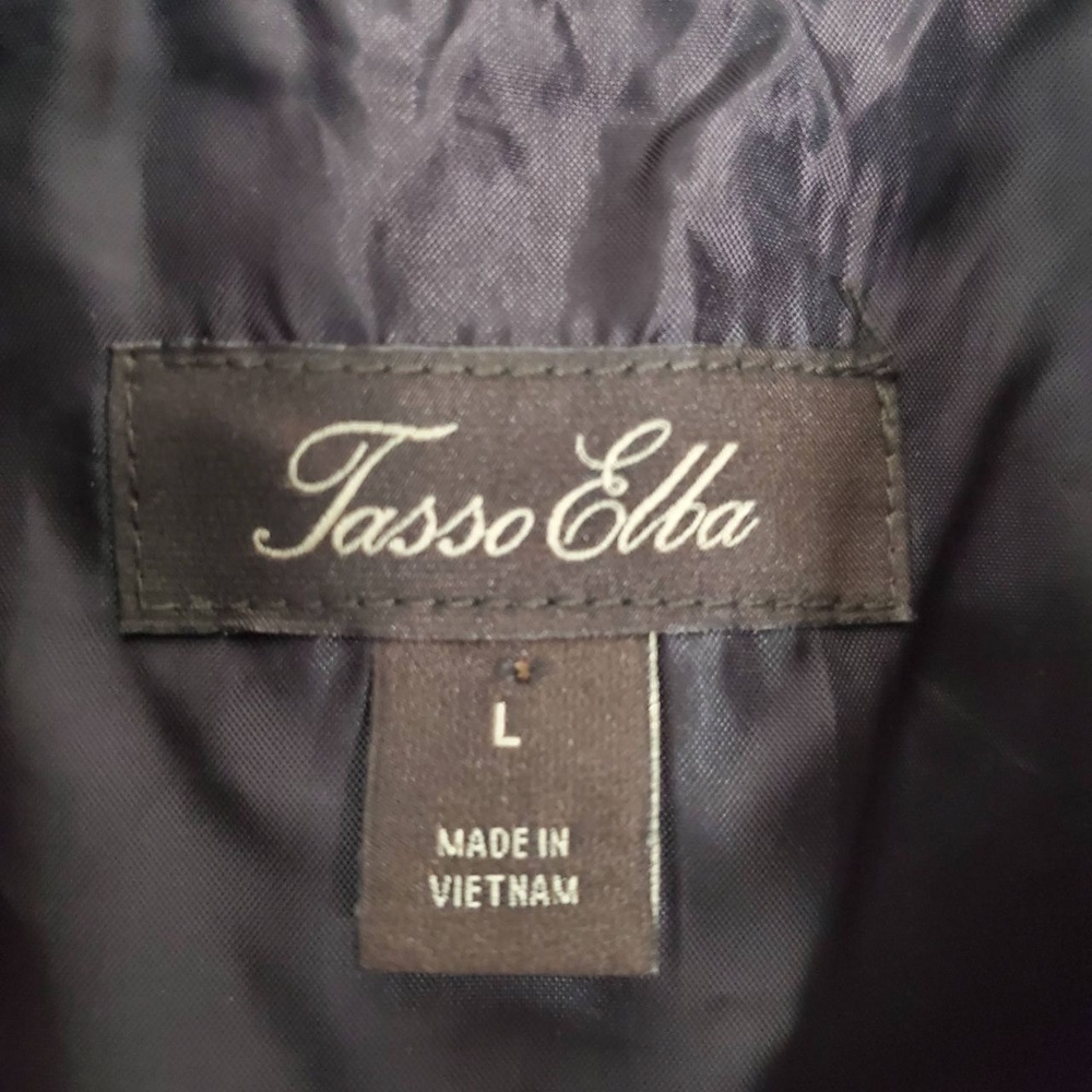 Tasso Elba Bomber Geometric Pattern Full Zip Jacket Brown White Mens Large - Picture 7 of 13